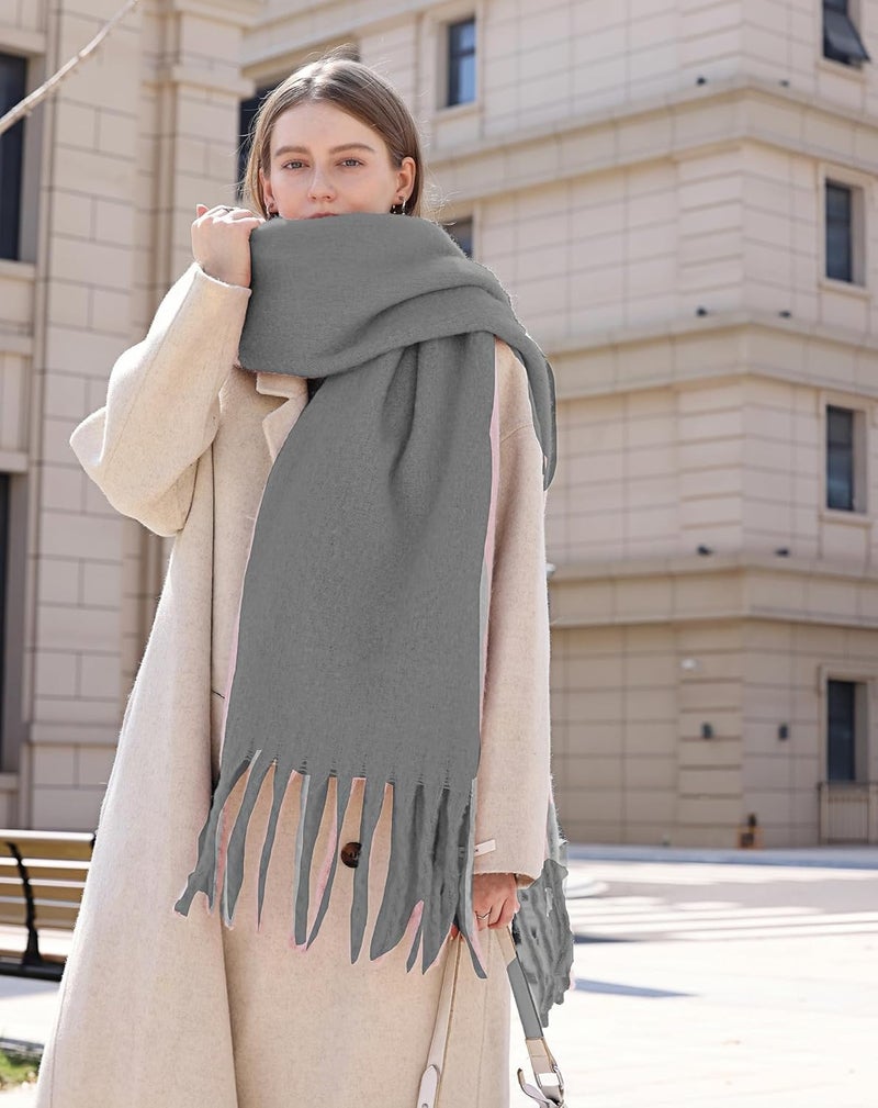 Wander Agio Winter Warm Scarf Long Pashmina Extra Large Shawls and Wraps for Women Large Blanket Scarves Solid - Image 4